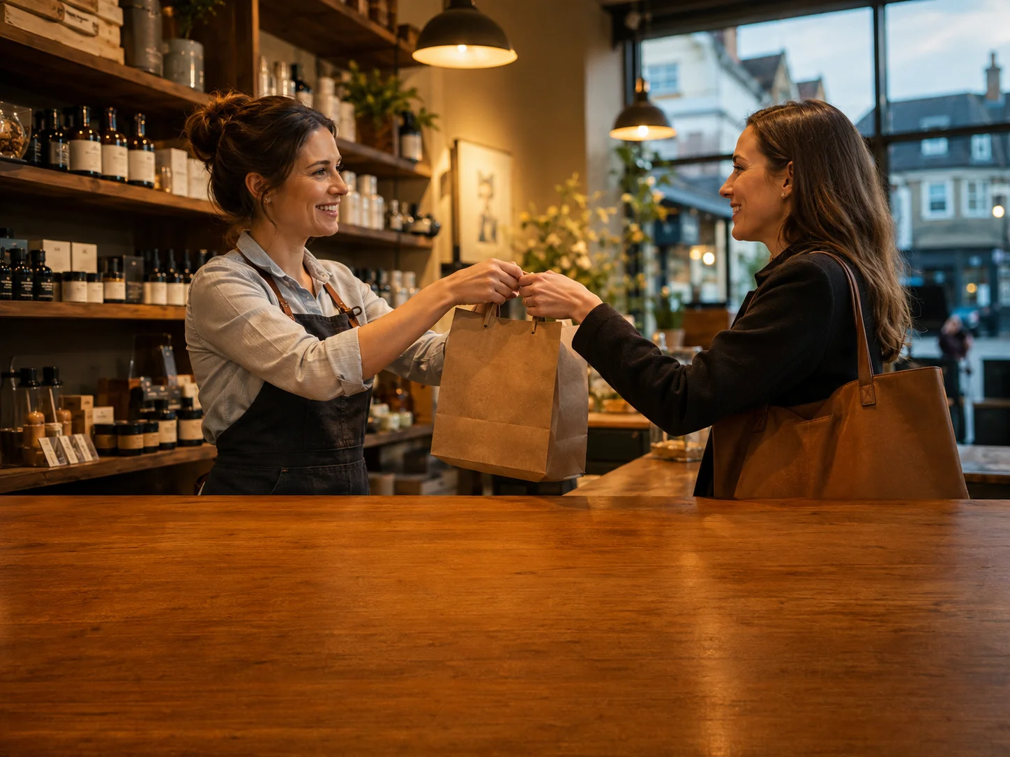 Small business owner taking a card payment