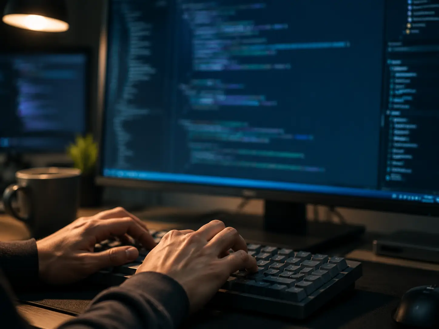 Developer working with the Monek payment API at their desk